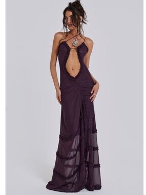 Jaded London Fatale Maxi Dress Plum Purple 0 XS